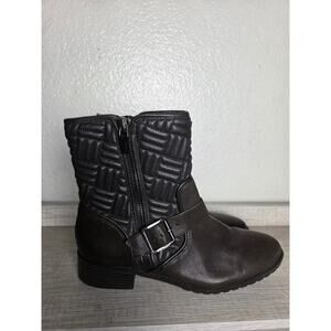 CALVIN KLEIN‎ Sz 10 Quilted Leather Moto Ankle Women's Boots Black Rauline